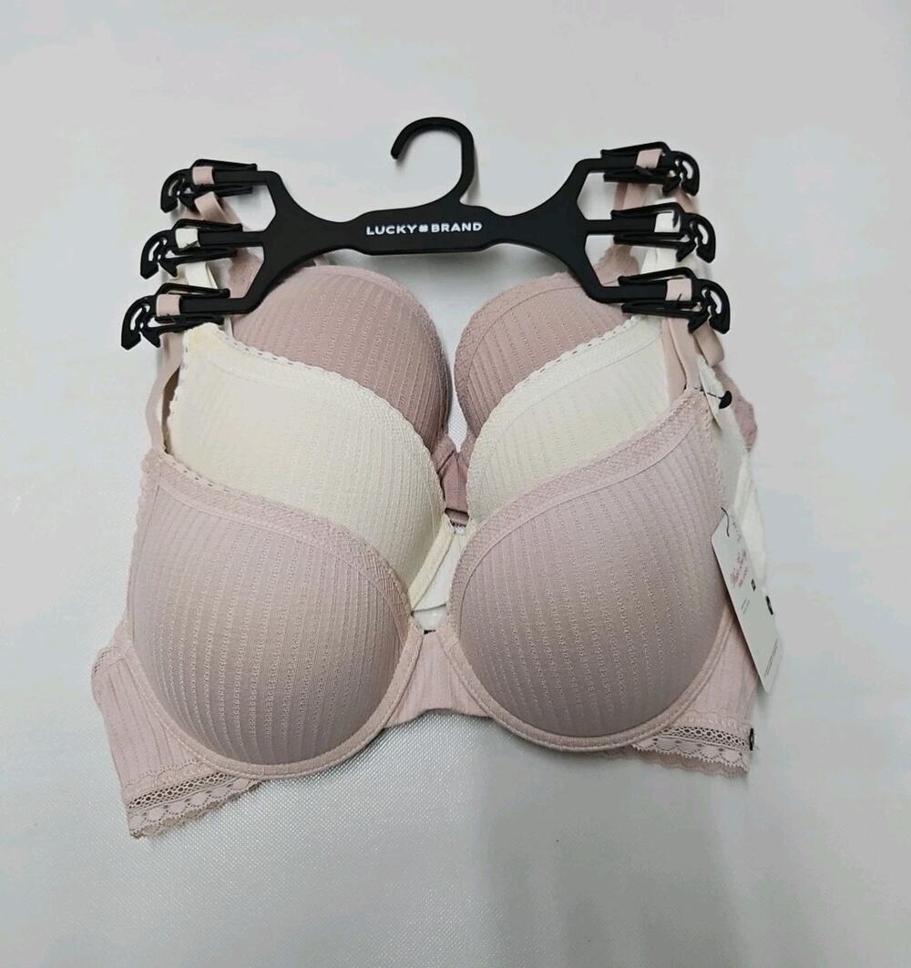 Lucky Brand T-Shirt Bra Size 34B Multicolor 3pk New